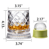 Spinning Whiskey Glasses Set of 4, 9.5 oz with Rotating Bases, Whiskey Gift