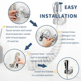 CECEFIN Kitchen Sink Sprayer Hose Attachment for Faucet, Kitchen Faucet Head Replacement w/ 79" Recoil Hose and Holder, Pressurized Water Saving Aerator & Diverter Valve, Faucet Sprayer Attachment Set