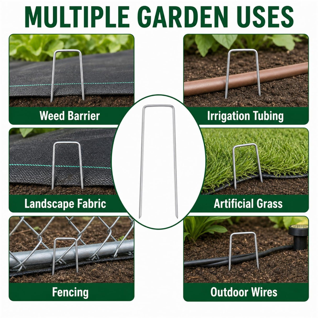200 Pack 8 Inch Landscape Staples, Weed Barrier Stakes, 11 Gauge Galvanized