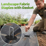 200PCS Garden Stakes Landscape Staples Set with Gasket, 11 Gauge