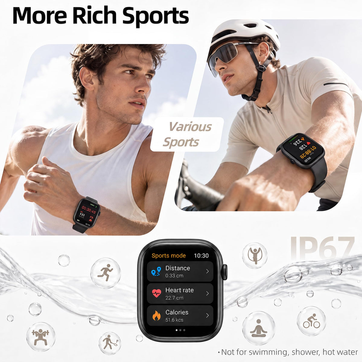 Smart Watch for Women Men, Answer/Make Call, 1.83"HD Touchscreen, 2 Bands