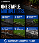 Sandbaggy 6 Inch Landscape Staples, 1,000 Pack 11 Gauge Heavy Duty Steel Garden Staples, Square Top U Pins for Weed Barrier Fabric, Sod, Turf, Netting and Drip Irrigation Tubing