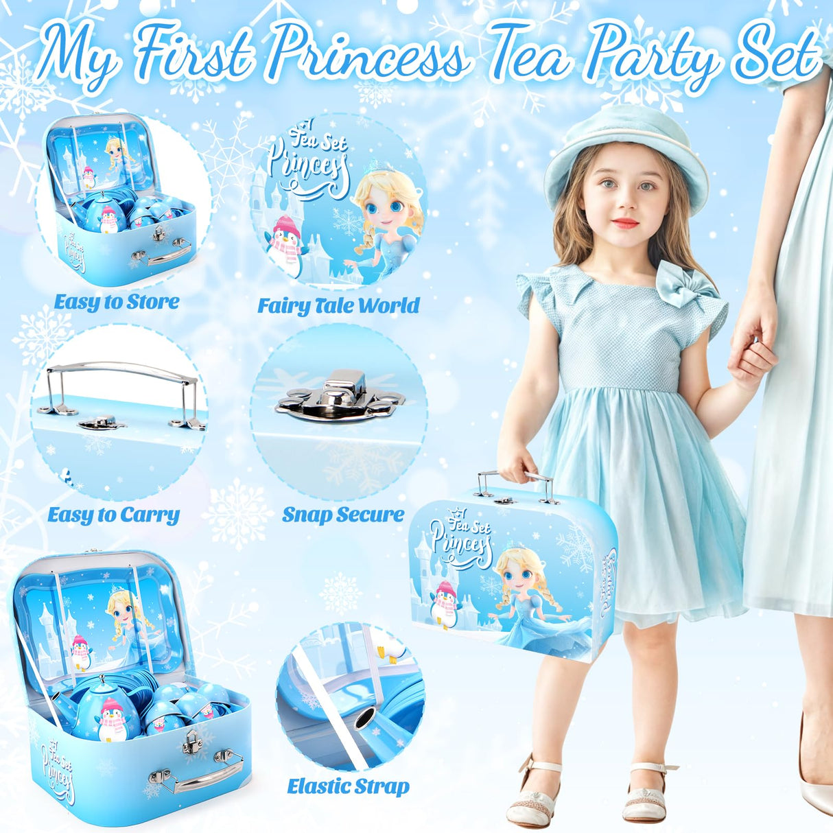 INNOCHEER Tea Party Set for Little Girls Toys, Toys for Kids, Tea Sets for Toddlers 3-5, Pretend Play Kitchen Toy, Birthday Christmas Princess Gifts Toys for 3 4 5 6 7 + Year Old Girls