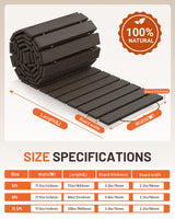 yoopin Wooden Garden Pathway Roll Out Walkway, Flexible Outdoor Wood Boardwalk for Lawn Sand Backyard, Non Slip Surface, Portable Garden Path with Rubber Connectors, 11.5FT, Brown