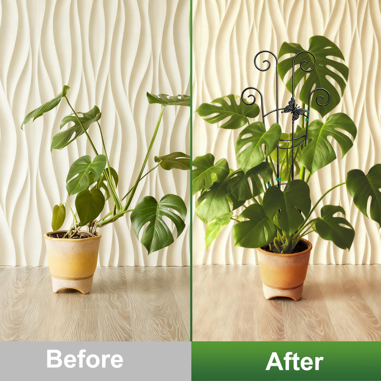 Coomin 32.6in Monstera Plant Support Trellis with One Butterfly, 2P