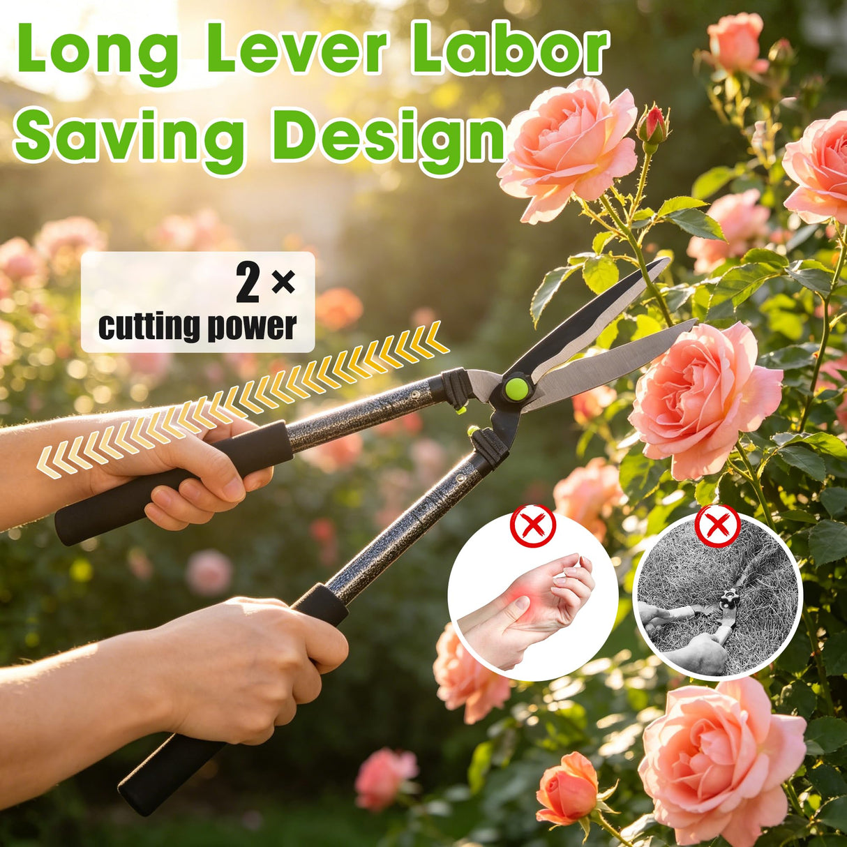 Hedge Shears,30" Hedge Clippers with Sharp Blades Lightweight Garden Scissors for Trimming Bushes Shrubs Manual Plant Shears Gardening Tools with Comfortable Handle for Gardening Landscape Care