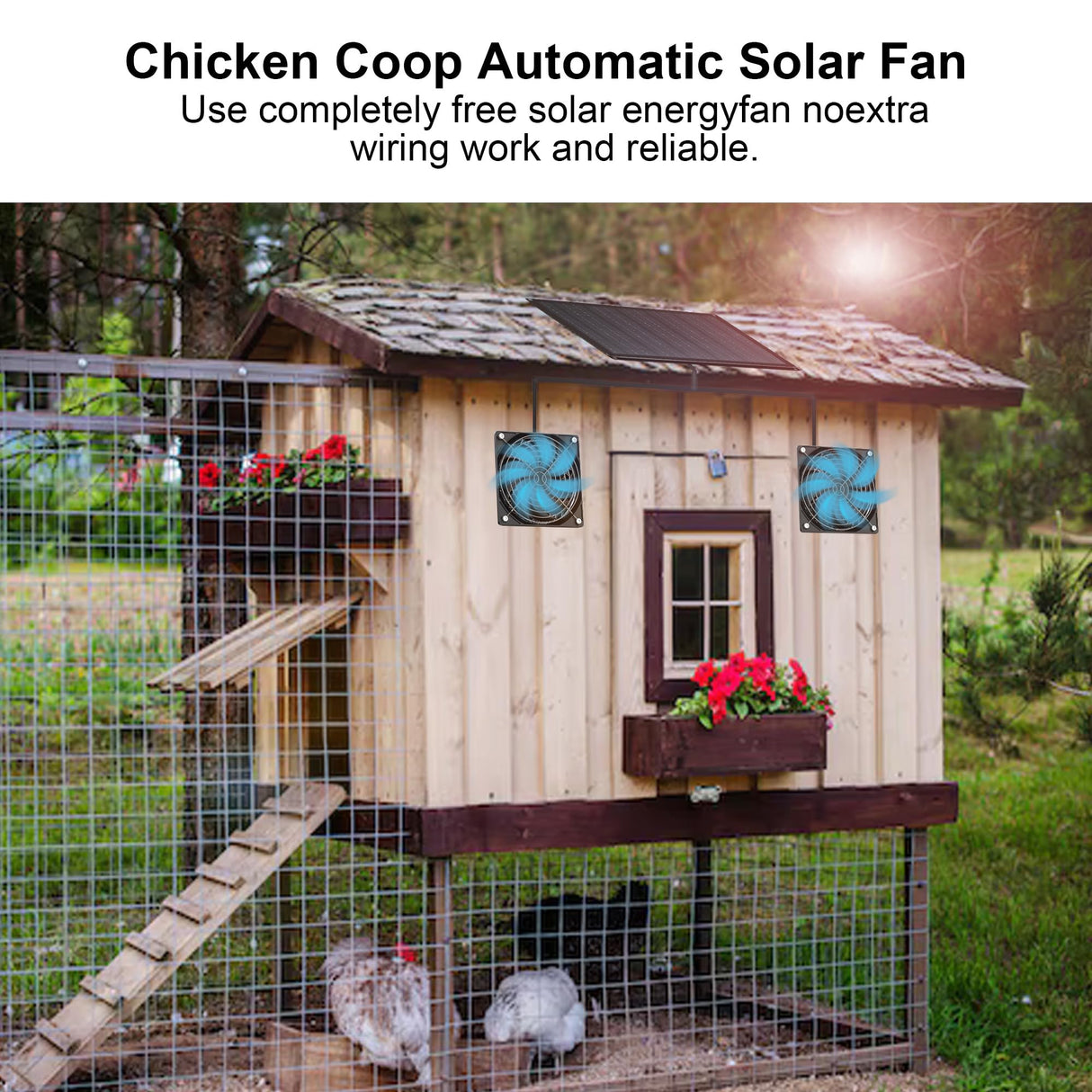 Solar Panel Fan, 30W Solar Fan, Solar Panel Fan kit, Solar Exhaust Fan, Suitable for Small Chicken coops, pet Houses, Solar Ventilation Fan, Solar Exhaust Fan