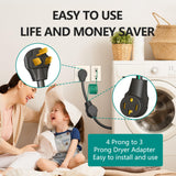 Strightinc 4 Prong to 3 Prong Dryer Plug Adapter with Green Ground Wire, Connects 4-Prong New Dryer Female to 3 Prong Old Dryer Male Receptacle, 10-30P to 14-30R Dryer Adapter