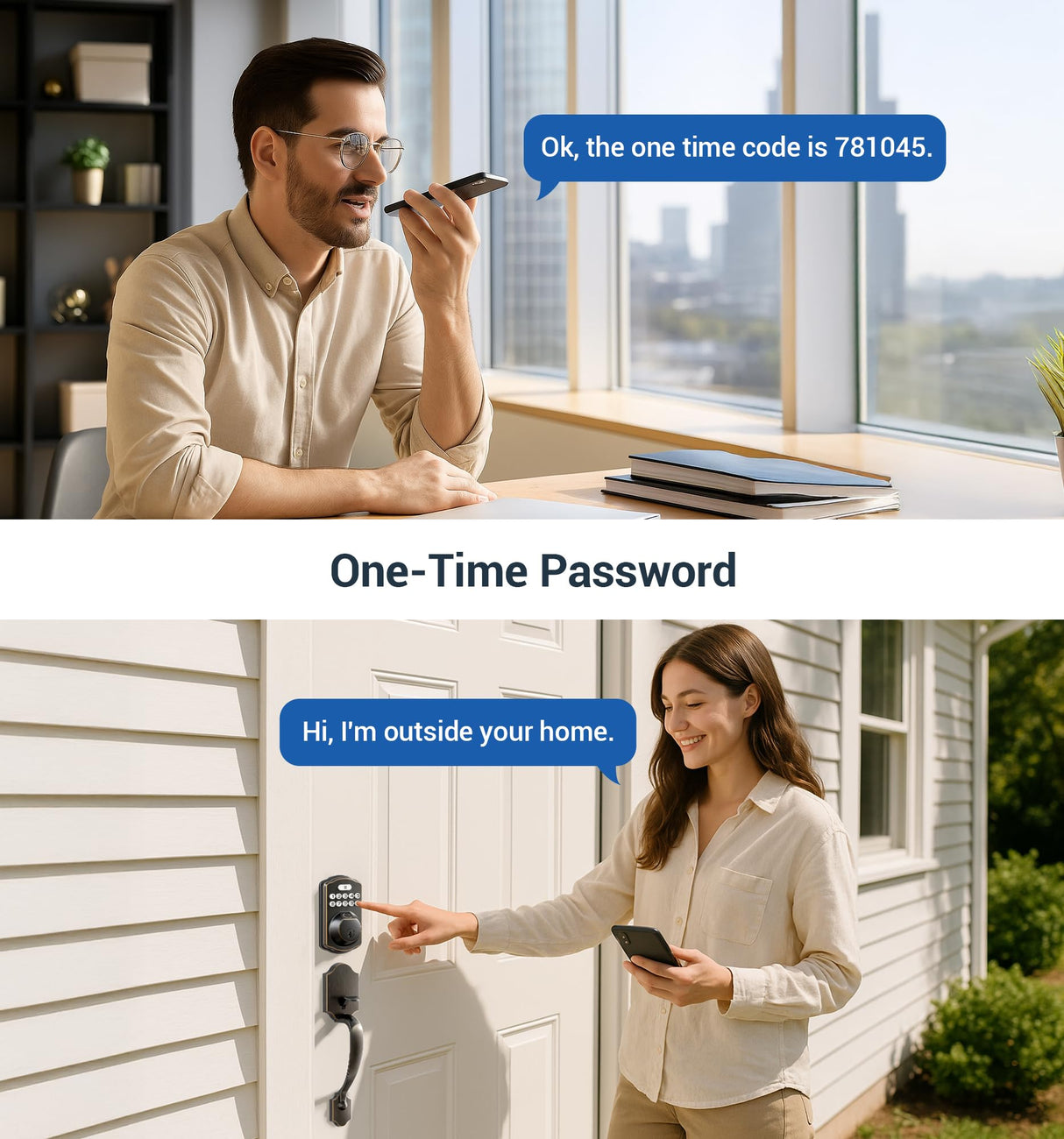 Veise Fingerprint Door Lock Set, Keyless Entry Door Lock, Front Handle Set, Electronic Keypad Deadbolt with Lever Handle, 2 Keys, Auto-Locking, One-time Codes, Easy to Install, Oil Rubbed Bronze