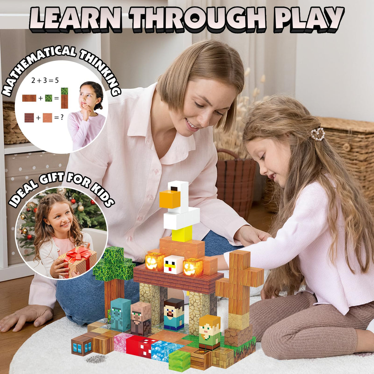 AIDYVOI Magnetic Blocks Toy Building Set for Kids 3+, Light Up Magnetic Building Blocks, 3D Construction Build Toys STEM Sensory Magnet Cubes Christmas Birthday Present