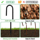 Hacaroa 20 Pack 12 Inch Rebar Stakes Heavy Duty, J Hook Ground Anchors Metal Tent Stakes, Steel Garden Stake for Camping, Canopies, Chain Link Fences, Trampolines, Black