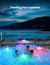 Stocking Stuffers for Teen Girls Boys: Christmas White Elephant Gifts for Adults Women Girl Trendy Stuff, Floating Pool Speakers with Colorful Lights, IPX7 Waterproof Hot Tub Bluetooth Speaker - White