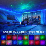 Astronaut Galaxy Star Projector Light, Aurora LED Night Light Lamp for Bedroom,Adults Kids Room Decor, Space Starry Nebula Ceiling Lighting Projector with Timer, Remote & APP Control, White Noise