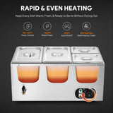 WILPREP Commercial Food Warmer with Two 1/3 & Two 1/6 Pans, 1500W Countertop Electric Warmer, 86-185°F Adjustable Temp Control, Stainless Steel Buffet Bain Marie