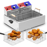 HTTSICHI Commercial Deep Fryer - 22 L Electric Deep Fryer with 10 L Basket, Commercial Deep Fryer with Basket (3Pcs), Stainless Steel Countertop Deep Fryer w/Adjustable Temperature and Restaurant