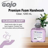 GOJO Premium Foam Handwash with Skin Conditioners, Cranberry Scent, EcoLogo Certified, 1200 mL Foam Hand Soap Refill TFX Touch-Free Dispenser (Pack of 2) – 5361-02