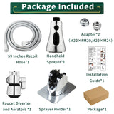CECEFIN Kitchen Faucet Hose Attachment, Sink Sprayer Replacement Head with 4.9 Ft Stainless Steel Hose, Water Saving Aerator with 3-Way Diverter Valve for Hair Washing Laundry Room and Pet Shower