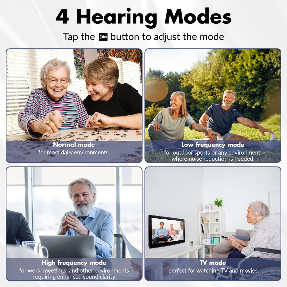 Hearing Aids, Hearing Aids for Seniors with Noise-Cancelling, OTC Hearing Aids Rechargeable, Hearing Amplifiers with 8 Volume Levels & 4 Hearing Modes, 160-Hour Battery Life, Clear Sound (Black)