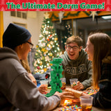 Funwares Christmas Tree Stack-Up, Wooden Blocks Stacking Game, Tumbling Tower, Family & Party Fun, Kids and Adults, Holiday Decoration, Ages 6+