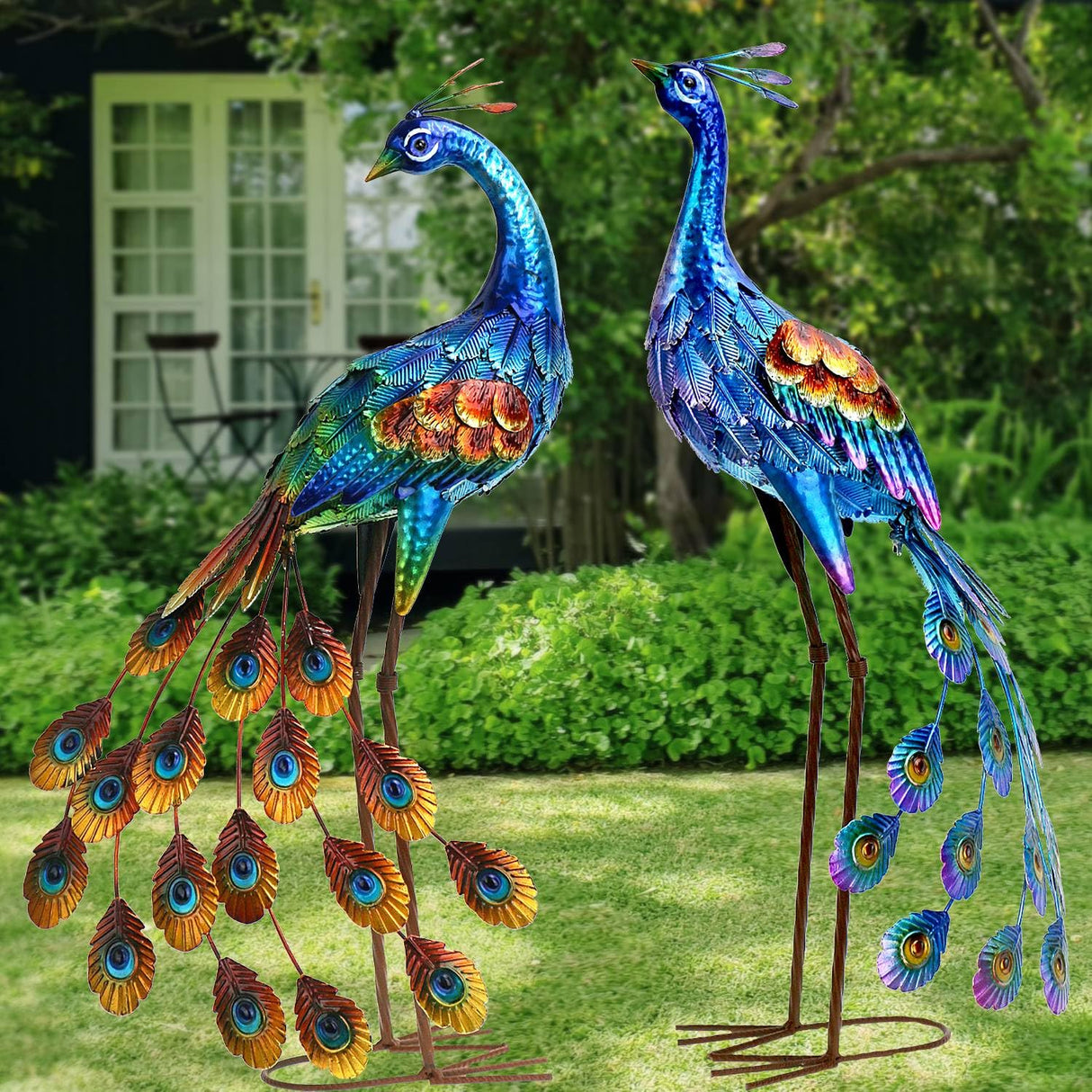 Kircust Metal Peacock Garden Statue and Sculpture,