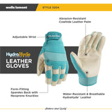 Wells Lamont Women's Hybrid Work/Gardening Gloves | Water-Resistant HydraHyde Leather | Large (3204L)