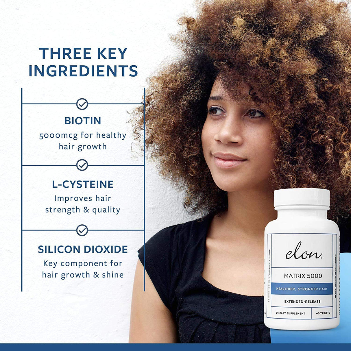 Elon Matrix 5000 - Biotin 5000mcg Vitamins for Hair Growth w/Extended Release - Promotes Healthy & Strong Hair - Pack of 2 (120 Day Supply)