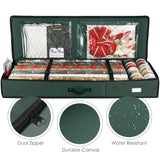 Hearth & Harbor Wrapping Paper Storage Container - Christmas Storage Bag with Interior Pockets - Gift Wrapping Organizer Storage Fits Up to 22 Rolls of 40" - Tear Proof Wrapping Paper Organizer