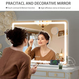 Hasipu Vanity Mirror with Lights, 32" x 22" LED Makeup Mirror, Lighted Makeup Mirror with Dimmable 3 Modes, Touch Screen Control Vanity Mirror Round White