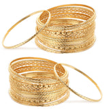 Loetere 50 Pcs Gold Bangle Bracelets Set for Women Diameter 2.6 Inches/ 6.7 cm Boho Stackable Textured Bracelets Indian Chunky Multi Layer Bangles Gold Jewelry for Women Wedding Gift