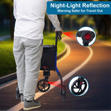 Premium 3 Wheel Rollator Walker for Seniors, Lightweight Foldable Elderly Three Wheeled Rollator with Storage Bag, Aluminum Mobility Aid Rolling Walker (Black & Blue)