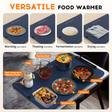 VTAR Rollable Electric Food Warming Mat | 3-Temp Buffet Tray Warmer for Parties | Even Heating, Portable Silicone Design, Auto Shut Off & Child Lock- Blue