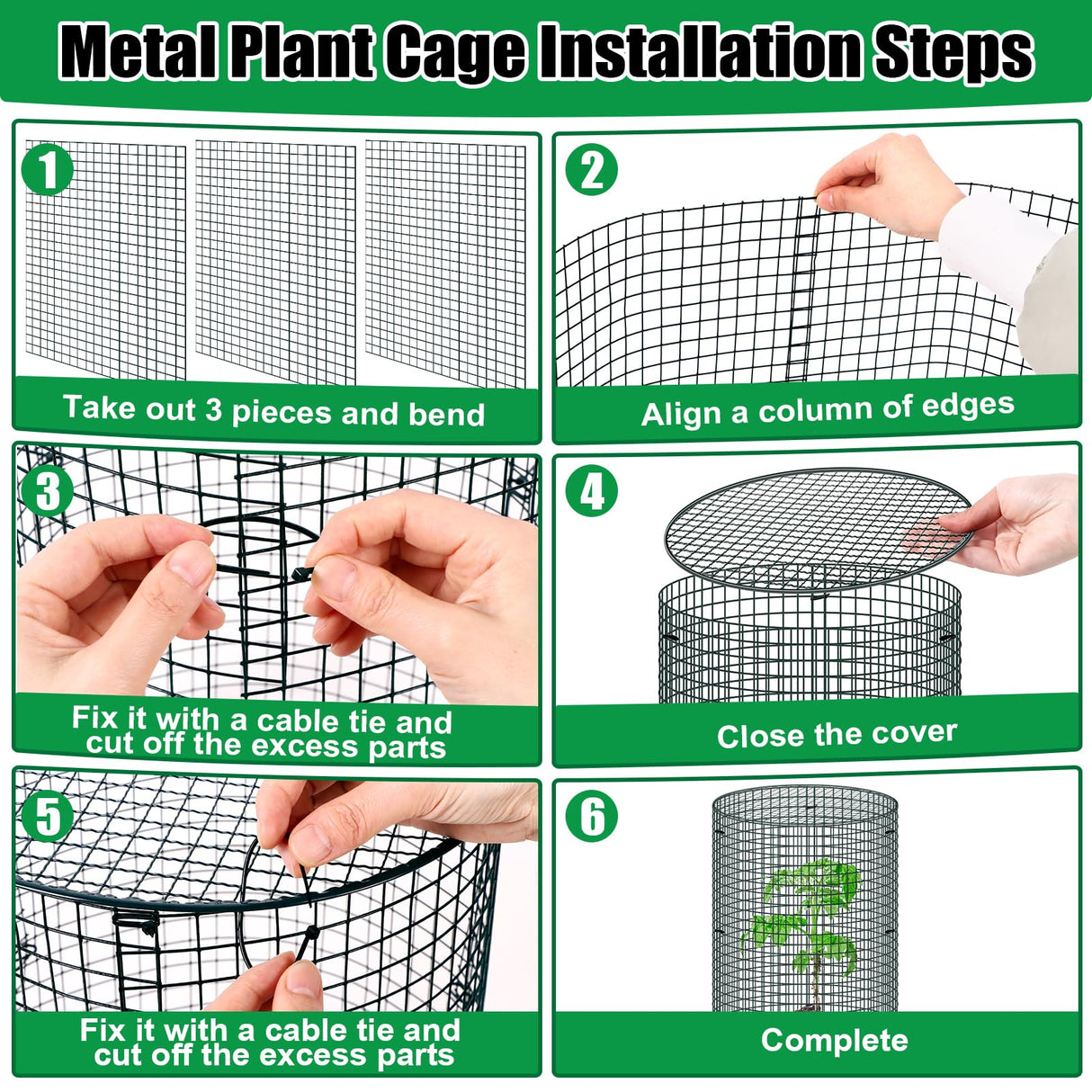 10 Pack Wire Plant Protector with Cover, 16"x12"