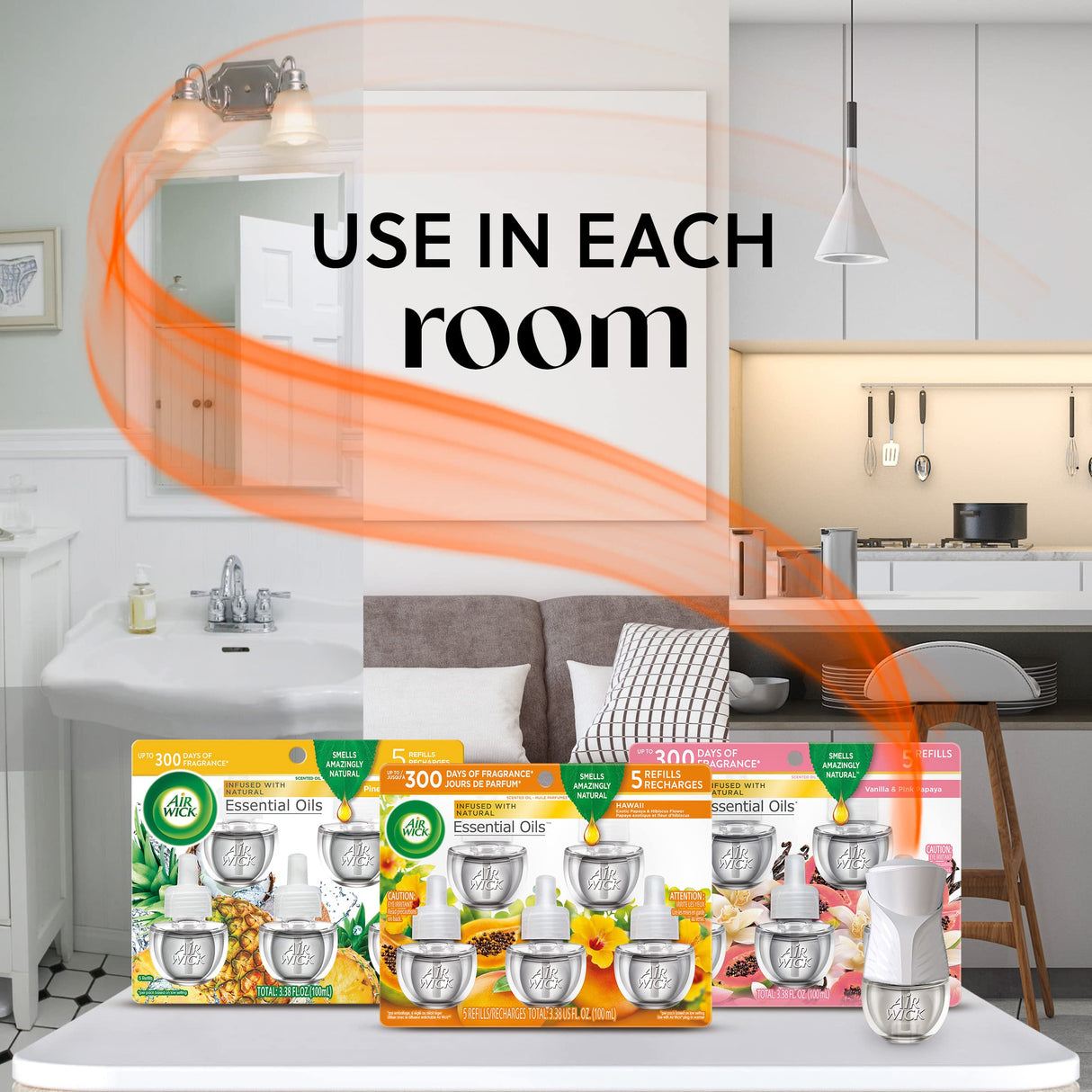 Air Wick Plug in Scented Oil Refill, 10ct, Hawaii, Air Freshener, Eco Friendly, Essential Oils