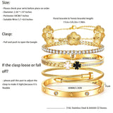 Camhanno Gold Bangle Bracelets for Women - Stainless Steel Stackable Bangles Non-Tarnish Clover Lucky Charm Bracelets, Trendy Gift for Girlfriend/Wife on Christmas Valentine’s Birthday