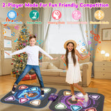 Double Dance Mat for Kids, Light-up 12-Button Single & Double Players Mode Electronic Dance Pad with Wireless Bluetooth 5 Game Modes Christmas Birthday Gift for Girls Boys Ages 3 4 5 6 7 8 8-12