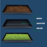 Living Whole Foods 5 Pack of Durable Black Plastic Growing Trays (Without Drain Holes) 21" X 11" X 2" - Flowers, Seedlings, Plants, Wheatgrass, Microgreens & More