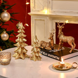 FESTGLOX Gold Christmas Tree Figurines,Small Resin Christmas Tabletop Trees
