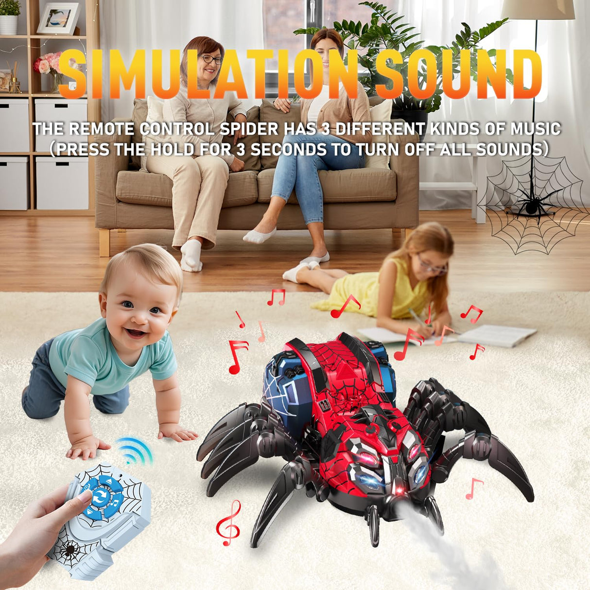 Spider Toys for Boys 4-6, 5-7, 8-12+, Remote Control Spider Robot Toy with 2.4 GHz Remote Controller, RC Robot Spider with Spray/Lights/Music, Realistic Spider Gift for Kids Boys, Halloween, Christmas