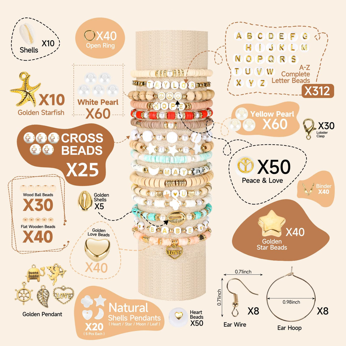 Pizooro Clay Beads 3 Boxes 10500pcs Bracelet Making Kit Friendship Bracelet
