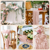 Wokceer Cheesecloth Table Runner Christmas 6Pack 10FT Dusty Pink Boho Gauze Fall Cheese Cloth Table Runner for Party Long Rustic Sheer Table Runners for Baby Bridal Shower Wedding Easter Table