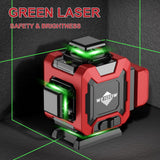 weiddw Laser Level with Tripod, Self Leveling Laser Level 4x360°, Green Line Laser 4D Laser Leveler Tool with 2Pcs Lithium Batteries for Picture Hanging, Tile, Home Renovation, Indoor