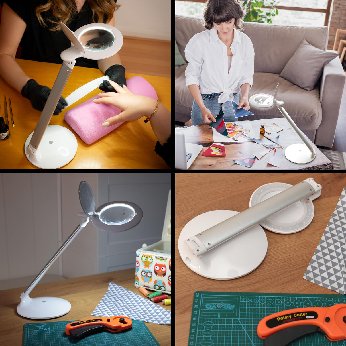 daylight Company Halo Go Magnifier Lamp, Rechargeable USB, Portable, Lightweight, Desk Lamp Reading, Hobbies, Sewing, Crafts, Nail Salon, Handcrafts and More, Colour Temperature: 6,000 K, White