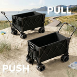 SUNNYFEEL 550LBS Push Pull Foldable Wagon with Tailgate & Big Wheels
