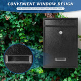 KYODOLED Mailbox for Outside, Wall Mount Locking Mailbox, Security Drop Box with Key Lock for Letters, Cash, Cards, Steel Mail Box for House Office School, 12.4H x 8.54L x 3.35W Inches, Black