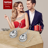 Oval Cut Cubic Zirconia Drop Dangle Earrings for Women Mom (Clear)