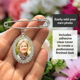 Simple Wedding Bouquet Boutonniere Rhinestone Photo Charm Pin Brooch Gift for Wedding Shower Mother of Bride or Groom
