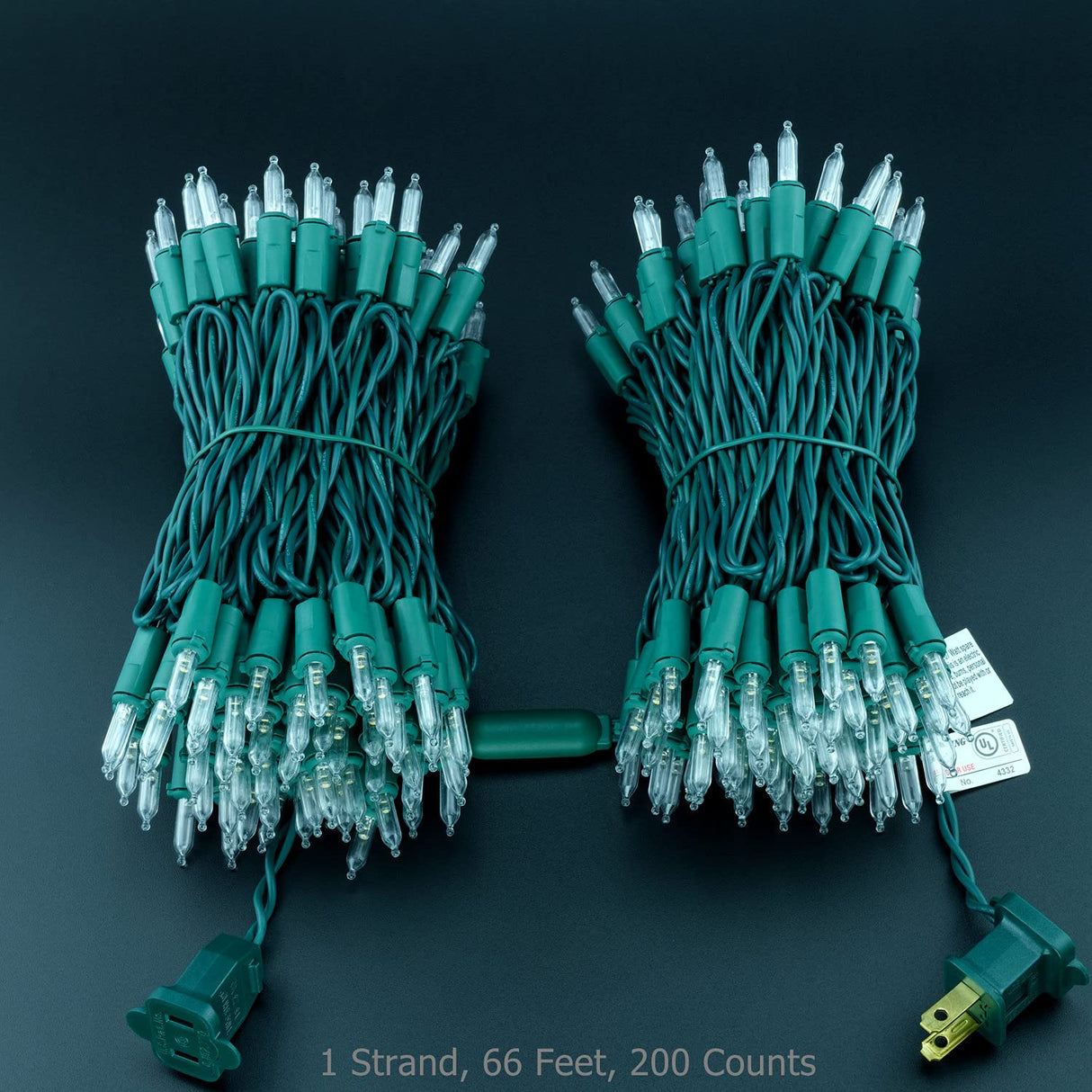 YULETIME 200 Count Warm White LED Christmas Lights, 66 Feet Green Wire UL Certified Commercial Grade Holiday String Light Set (Warm White)