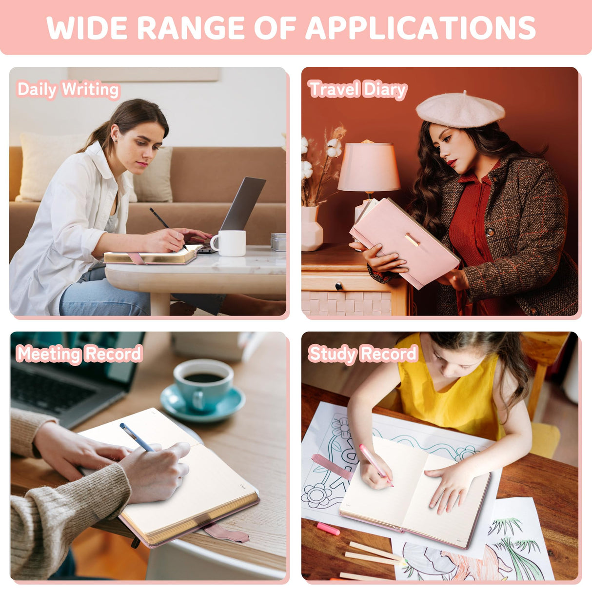 CAGIE Diary with Lock for Girls with Pen Heart Shaped Lock Diary with 2 Keys Golden Edge Lock Journal for Girls Women 290 Pages Journal with Lock for Writing, Travel, 5.3 x 7.1 inches, Pure Pink