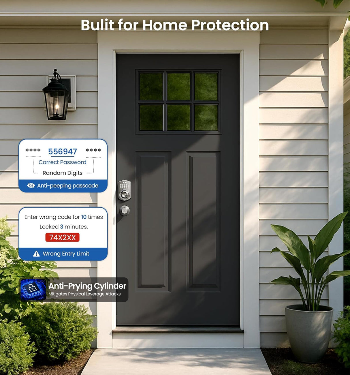 Veise KS03 Keypad Door Knob Lock, Keyless Entry Digital Lock with Handle, Electronic Smart Knob for Front Door & Bedroom, Easy Install, Auto Lock, Passage Mode, Anti-Peeping Password, Satin Nickel