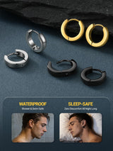 PROSTEEL Silver Mens Hoop Earrings Stainless Steel Huggies